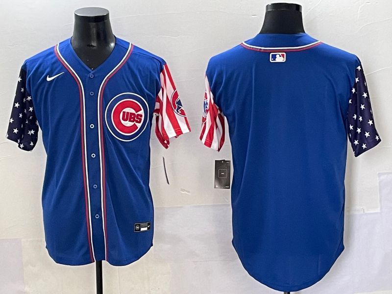 Men 2025 Chicago Cubs Blank Blue a generation of national flags Joint Name Nike MLB Jersey style 1